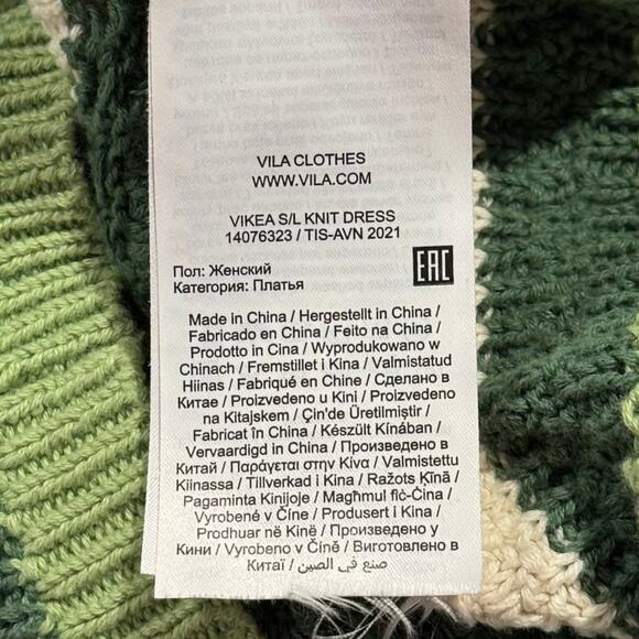 Vila Dress Crochet Knit Cottage Coquette Boho Retro Midi Stripe Green Size 18/20 - Picture 3 of 7